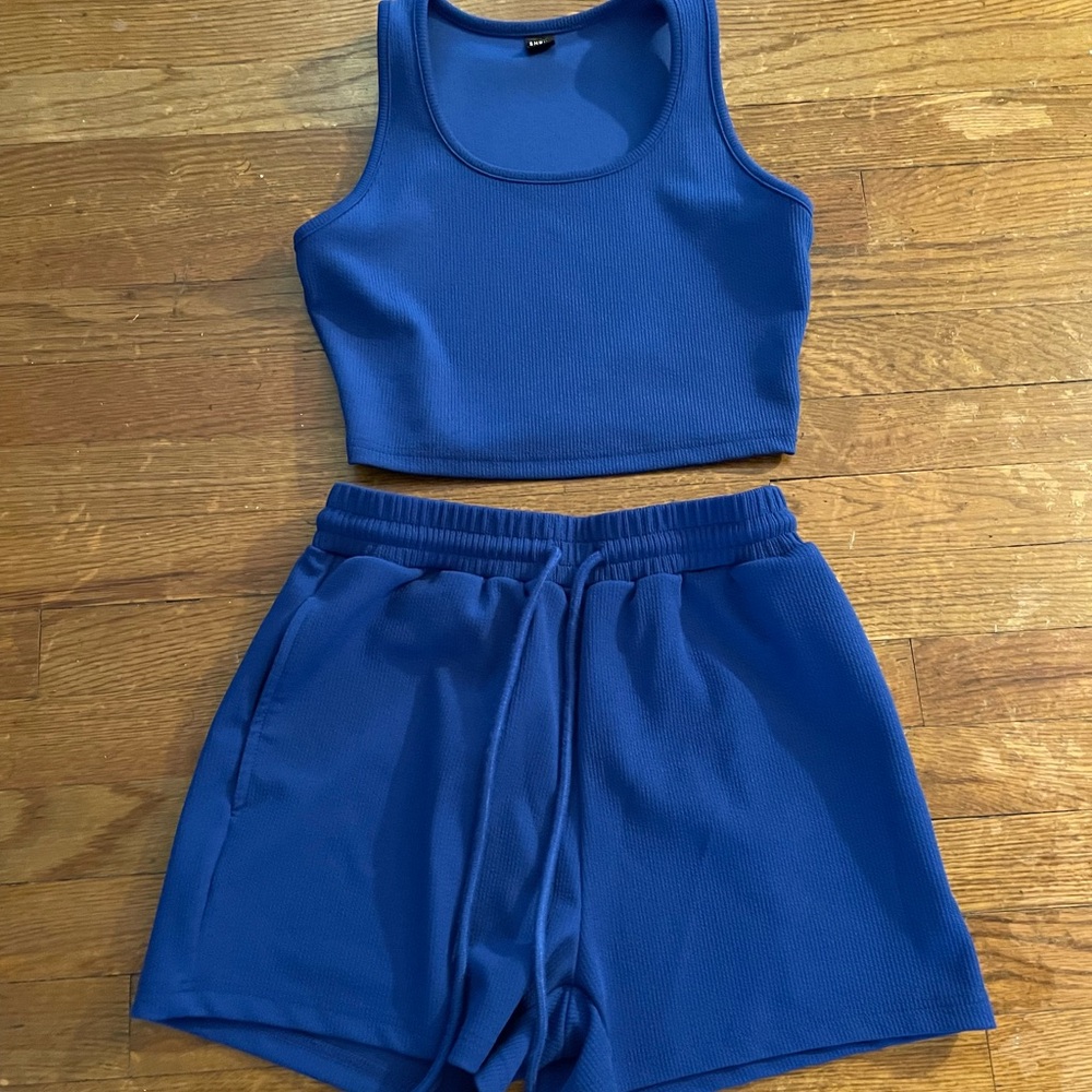 SHEIN Blue and Black Two Piece Sets